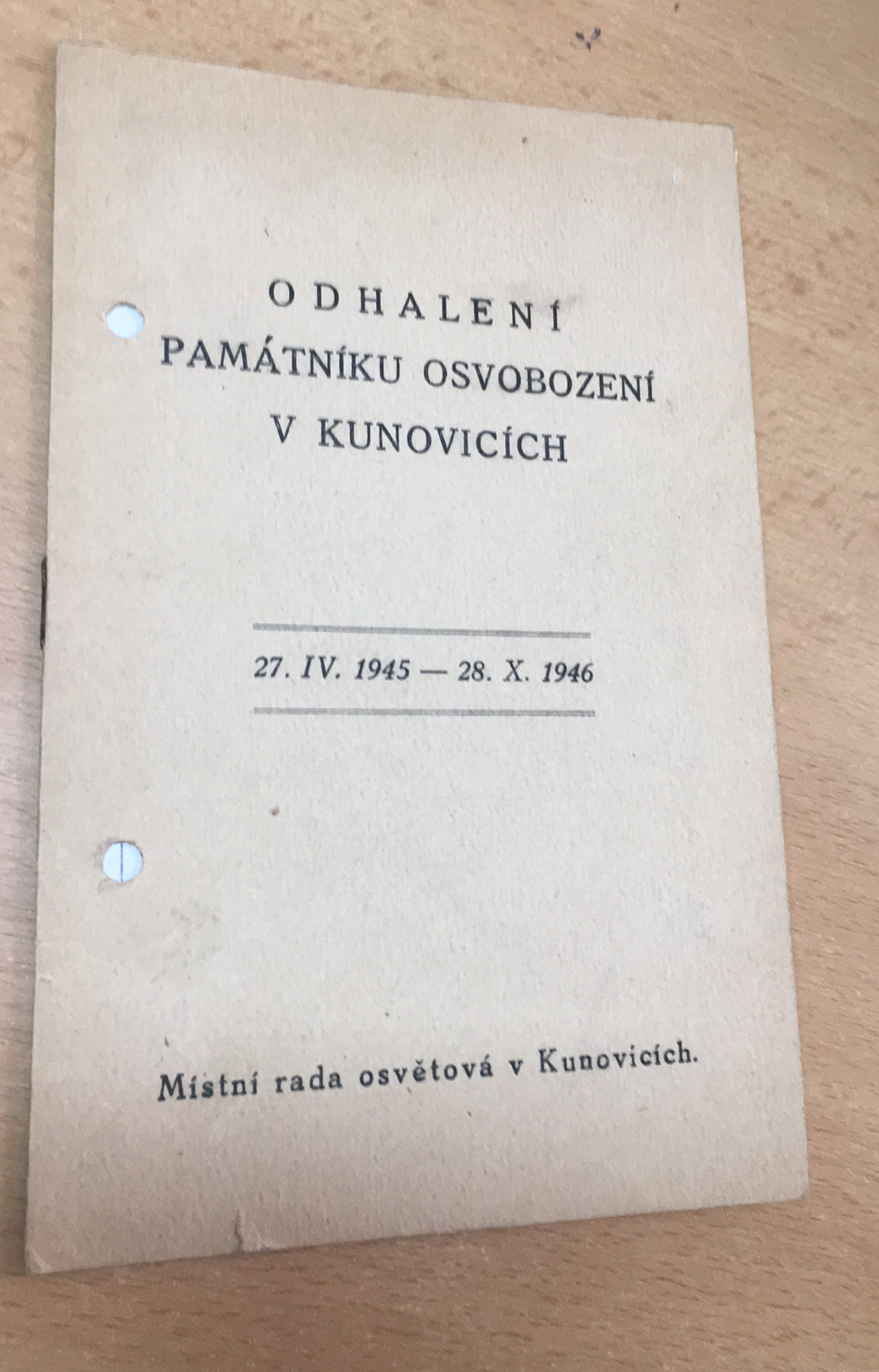 ODHALENÍ PAMÁTNÍKU OSVOBOZENÍ V KUNOVICÍCH