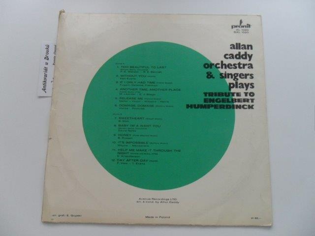 LP deska - Allan Caddy Orchestra & Singers - Tribute To Engelbert Humperdinck 
