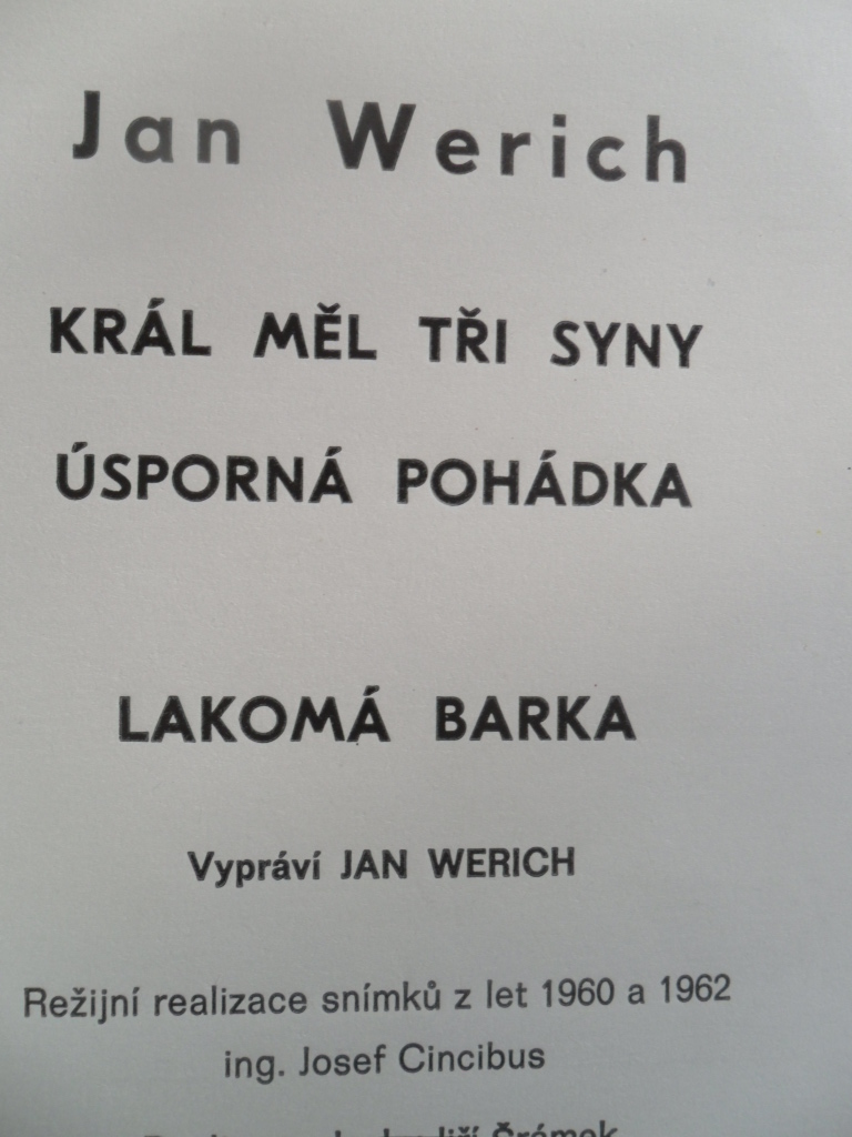 LP JAN WERICH (KRÁL MĚL TŘI SYNY, ÚSPORNÁ POHÁDKA, LAKOMÁ BARKA)