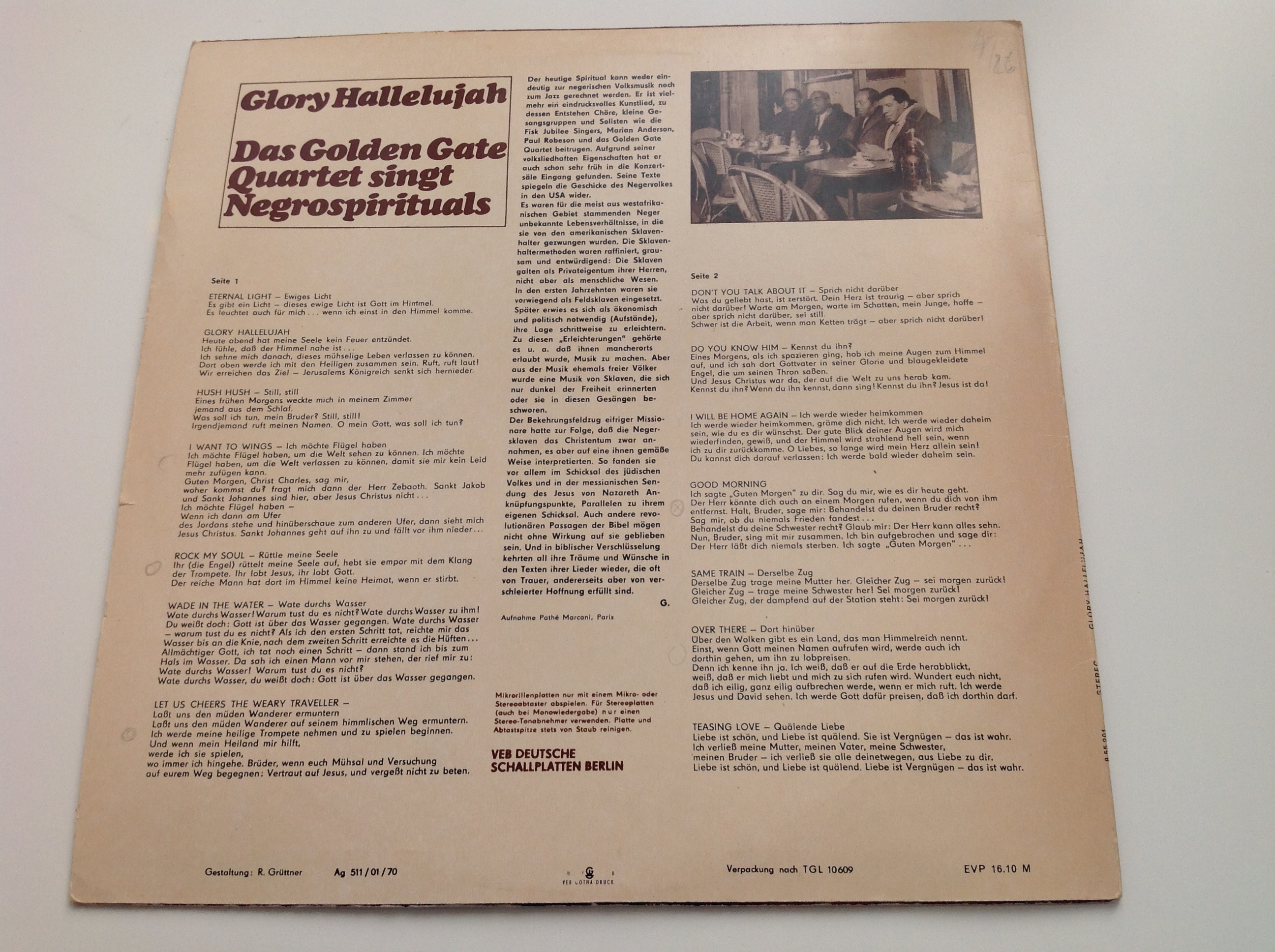 LP DESKA - GLORY HALLELUJAH (DAS GOLDEN GATE QUARTET SINGT NEGROSPIRITUALS)