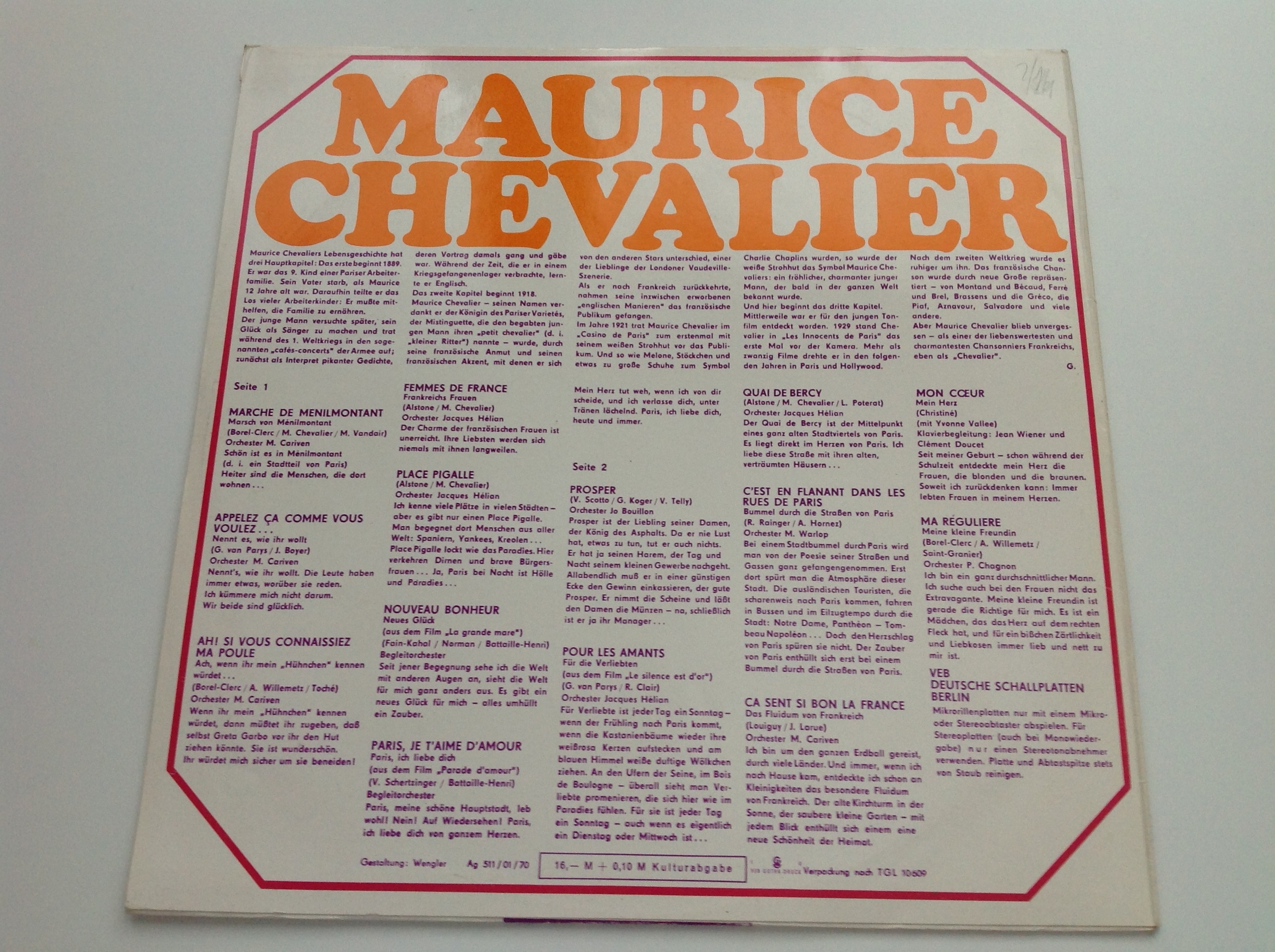 LP DESKA - MAURICE CHEVALIER