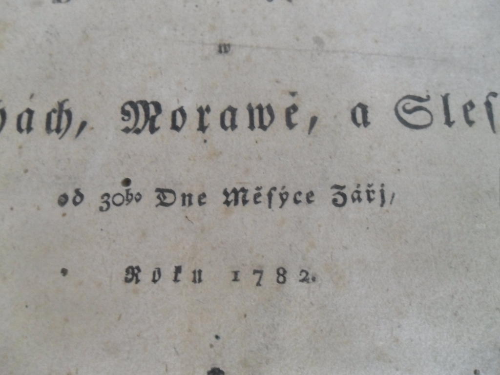 ZŘÍZENÍ PRO ZEMSKOU ČELÁTKU  ( V ČECHÁCH, MORAVĚ A SLEZKU  / JOSEF II.) 1782