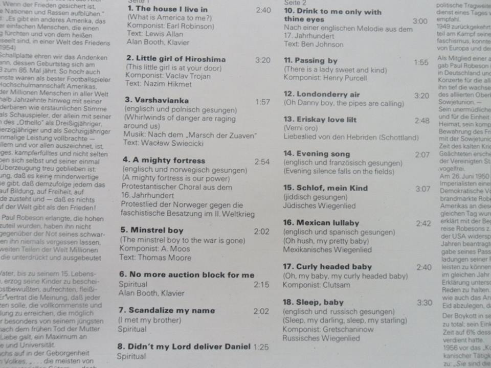 LP DESKA - PAUL ROBESON SINGT (THE HOUSE I LIVE IN)