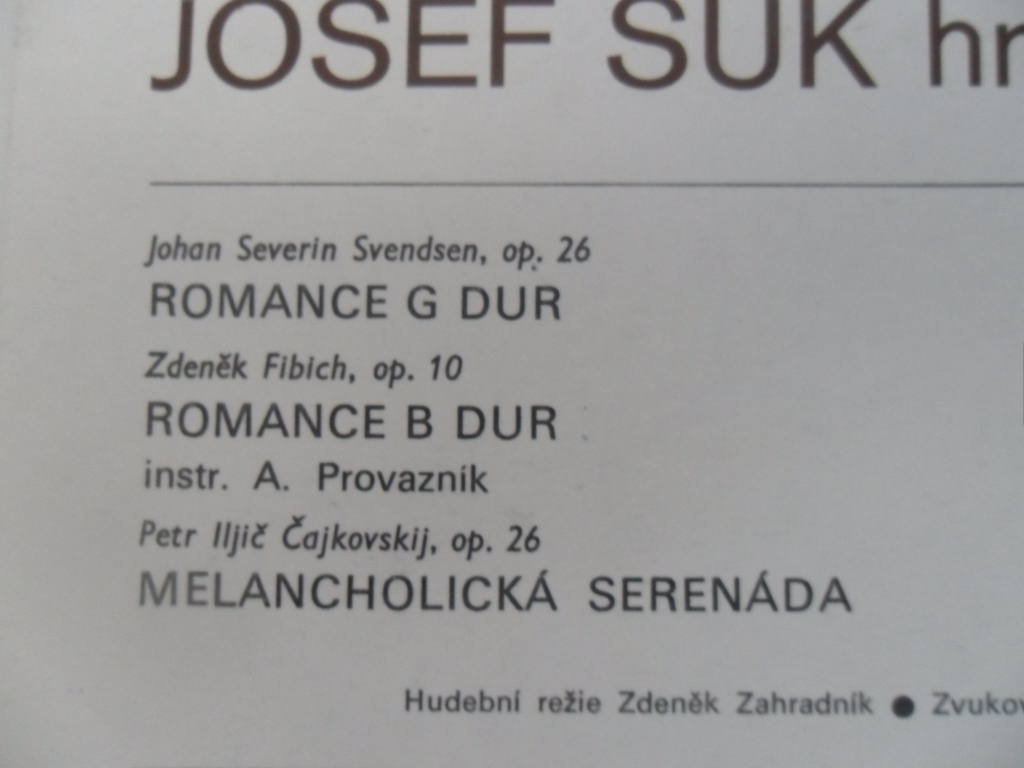 LP DESKA - JOSEF SUK (HRAJE SLAVNÉ KONCERTNÍ SKLADBY)