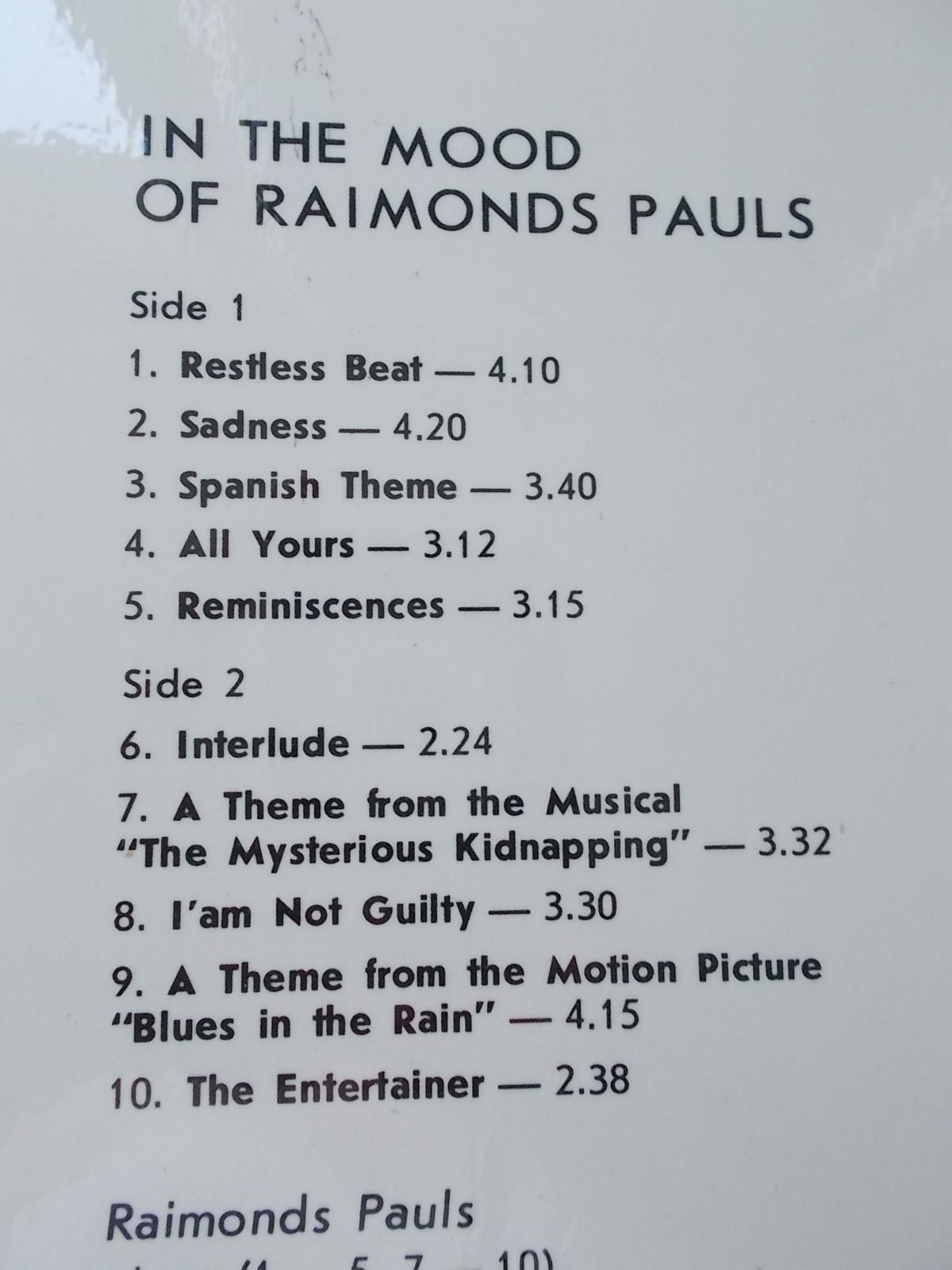 LP DESKA - R. PAULS ( IN THE MOOD OF RAIMONDS PAULS)