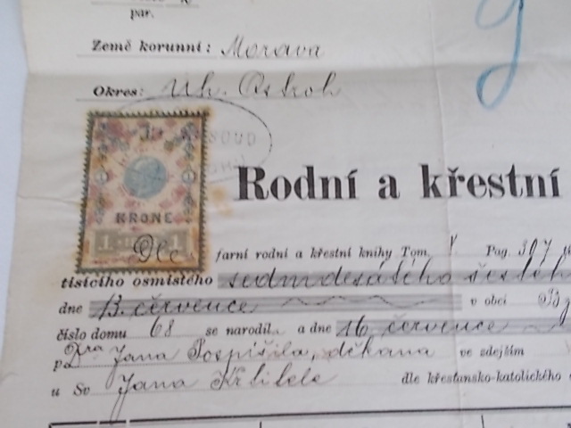 RODNÍ A KŘESTNÍ LIST (1876)