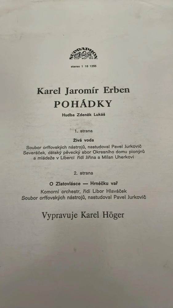 LP KAREL JAROMÍR ERBEN POHÁDKY 