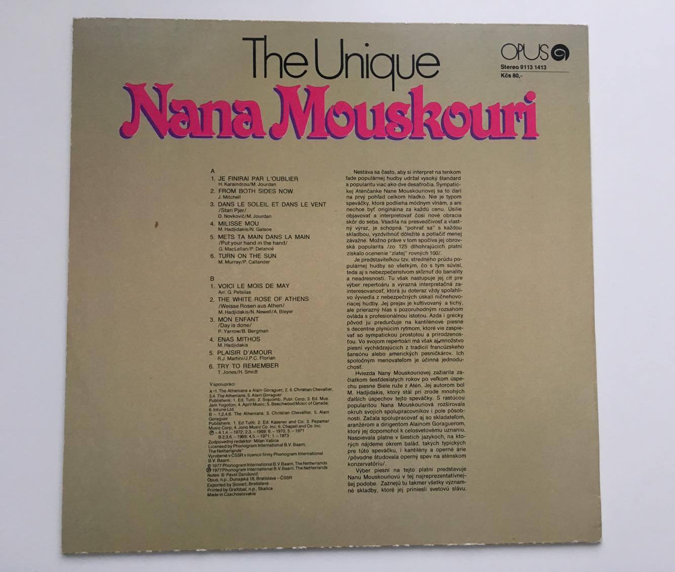 LP DESKA - THE UNIQUE - NANA MOUSKOURI