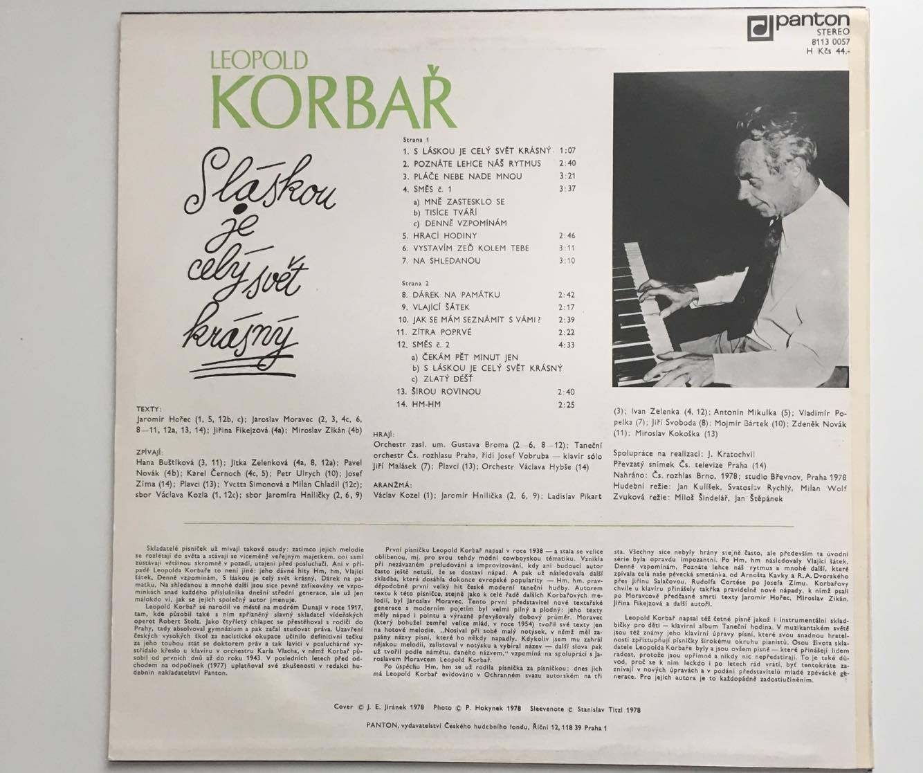 LP LEOPOLD KORBAŘ - S LÁSKOU JE CELÝ SVĚT KRÁSNÝ