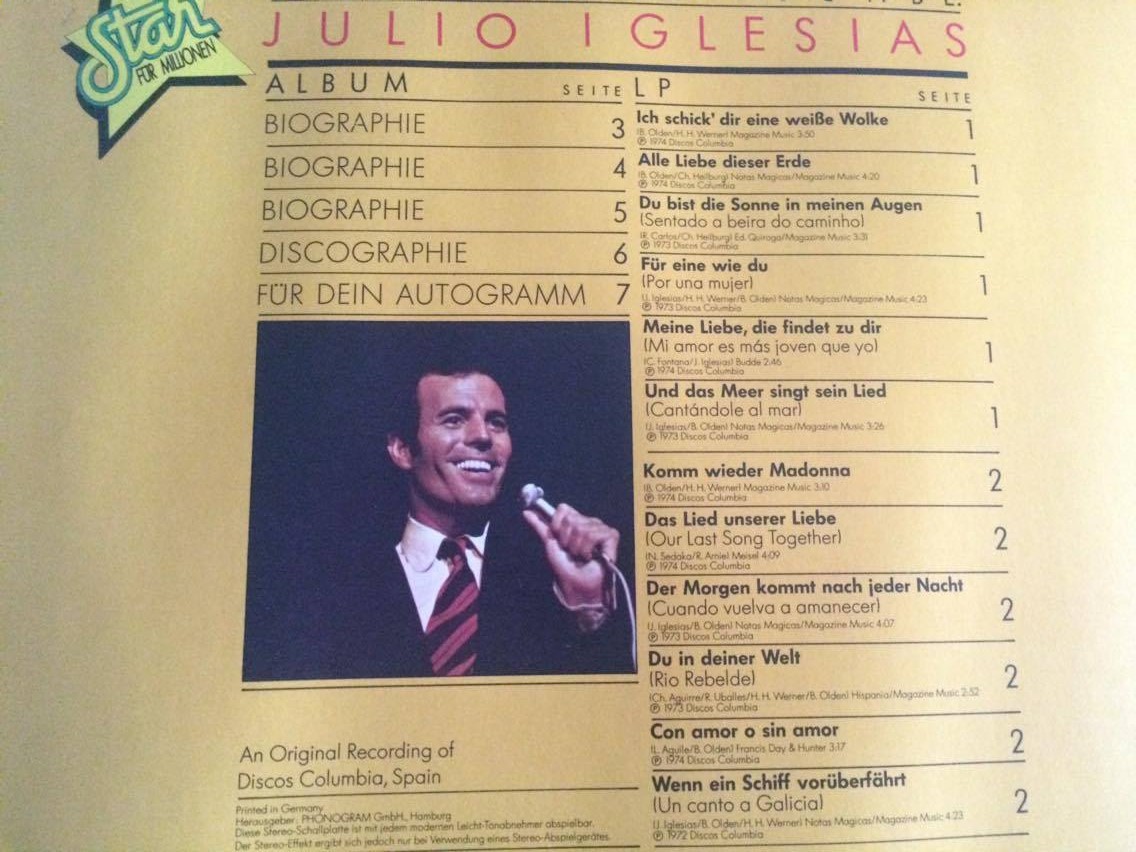 LP JULIO IGLESIAS - Star für Millionen