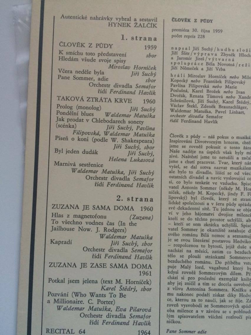 LP JIŘÍ SUCHÝ & JIŘÍ ŠLITR 2 : DIVADLO SEMAFOR 1959 - 1969