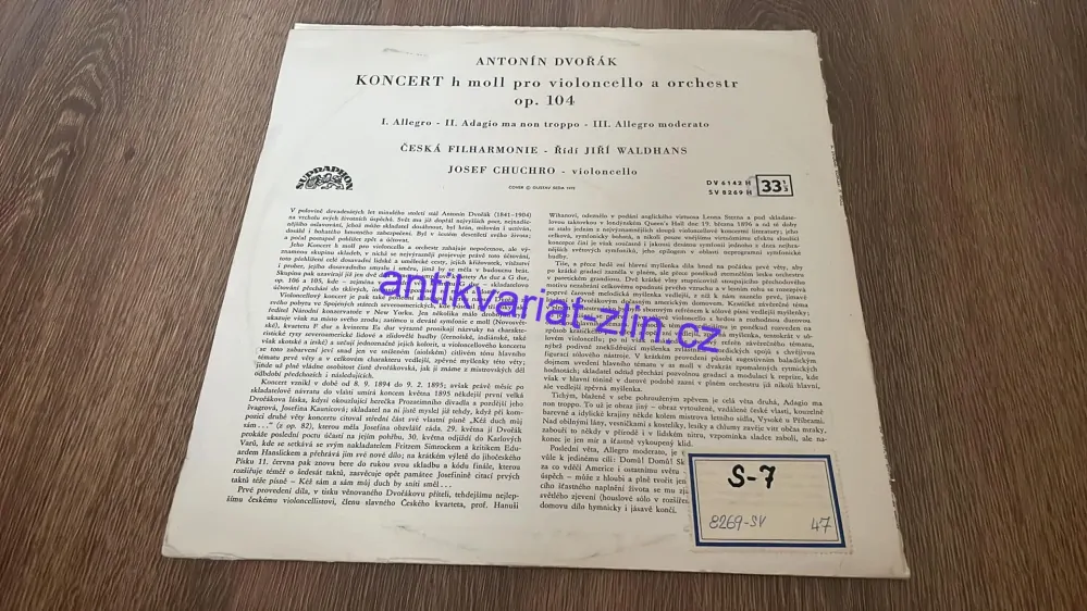 LP ANTONÍ DVOŘÁK : KONCERT H MOLL PRO VIOLONCELLO A ORCHESTR