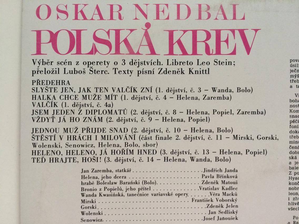 LP OSKAR NEDBAL : POLSKÁ KREV