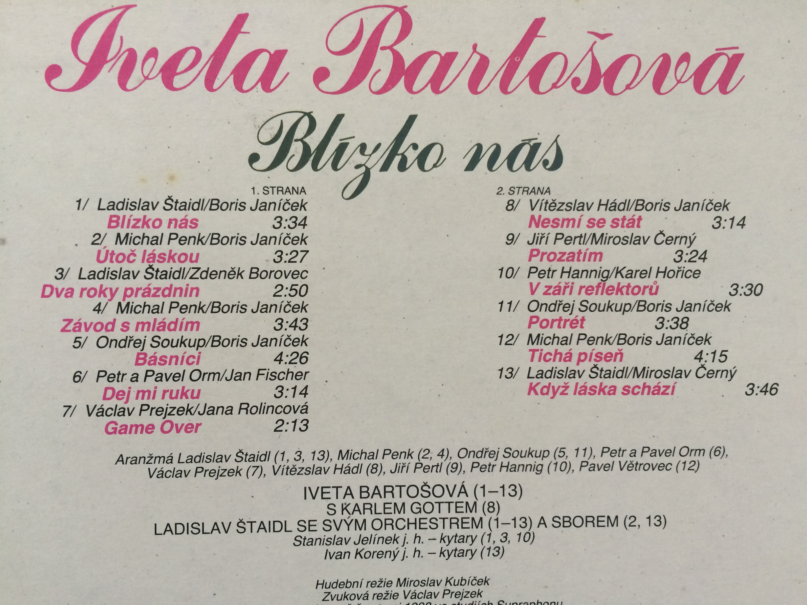LP IVETA BARTOŠOVÁ : BLÍZKO NÁS