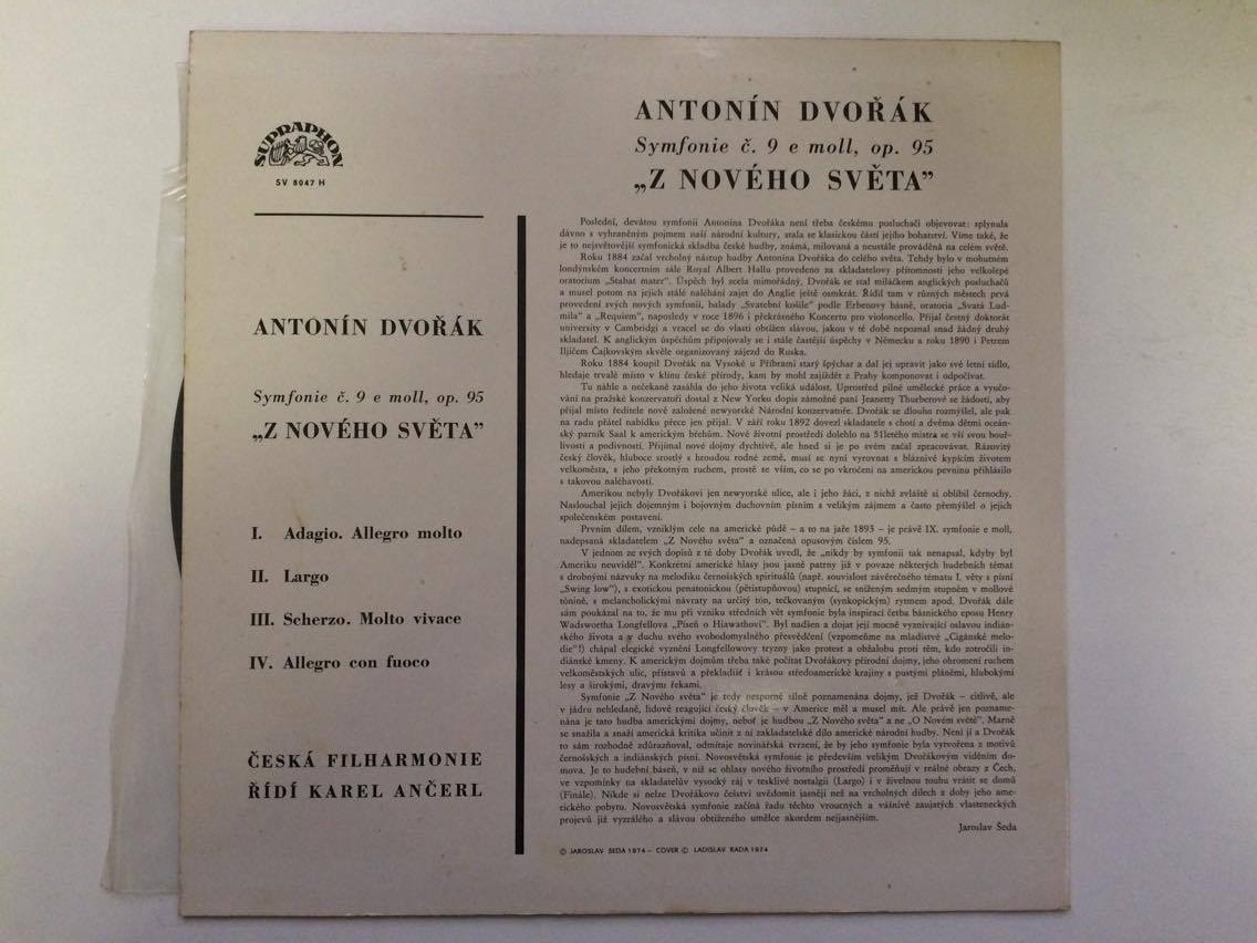 LP ANTONÍN DVOŘÁK SYMFONIE e moll Z NOVÉHO SVĚTA