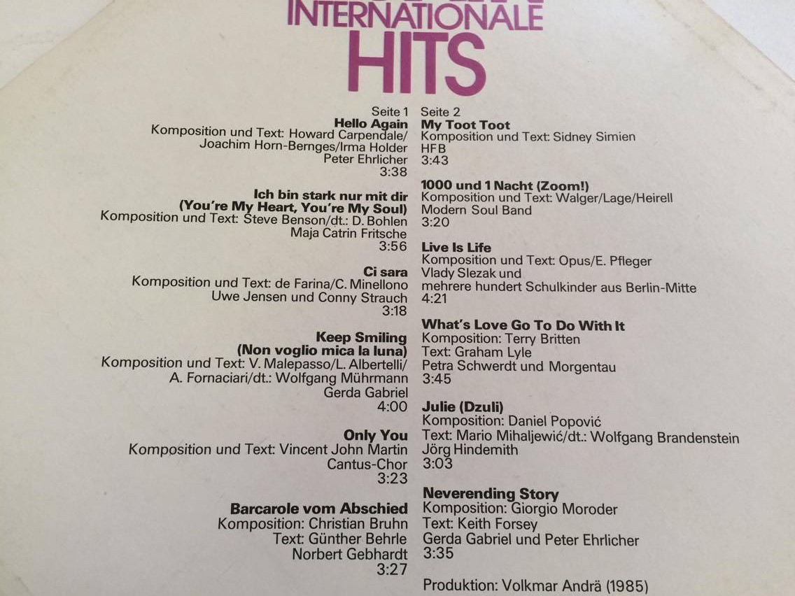 LP HELLO AGAIN INTERNATIONALE HITS