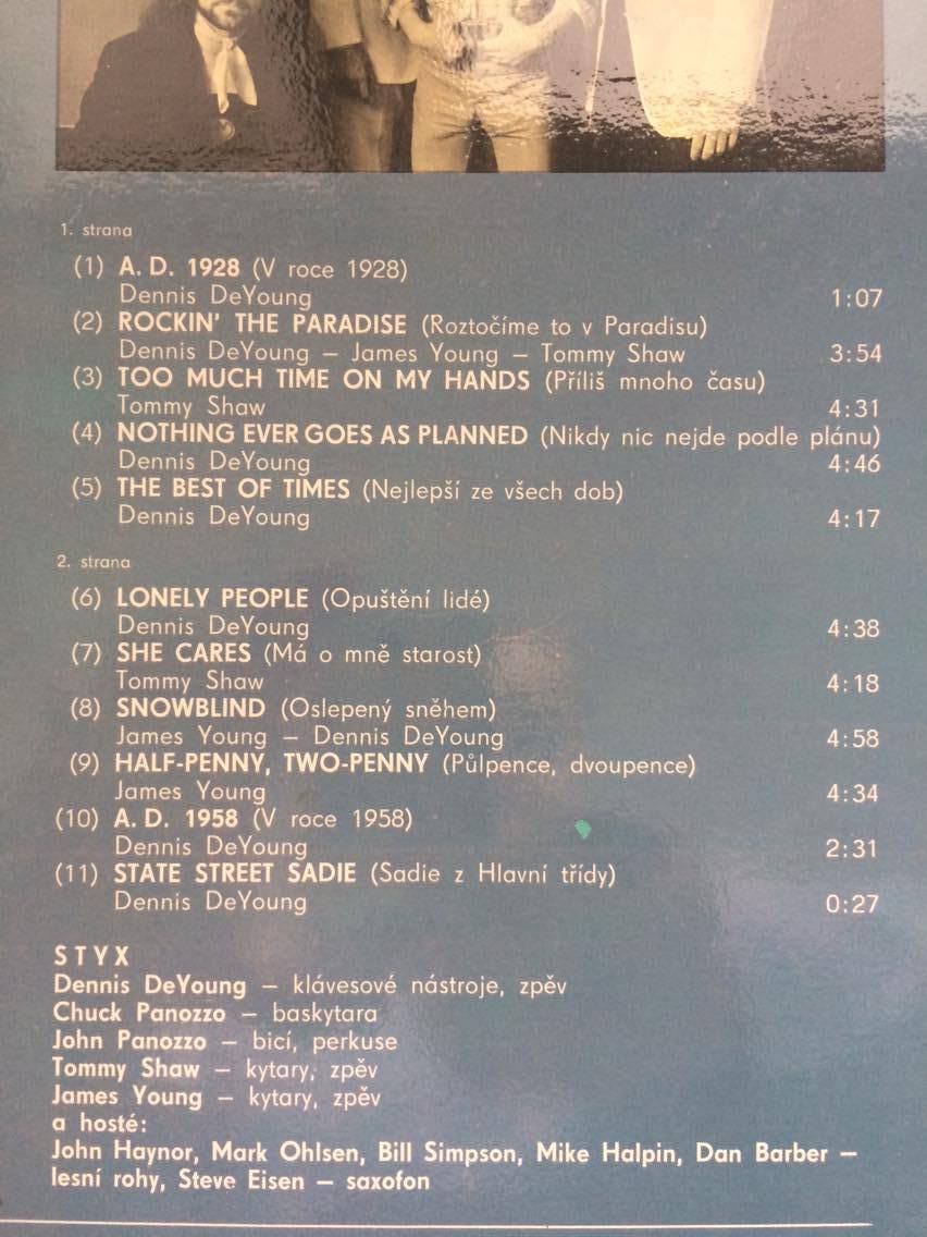 LP STYX Paradise Theatre 