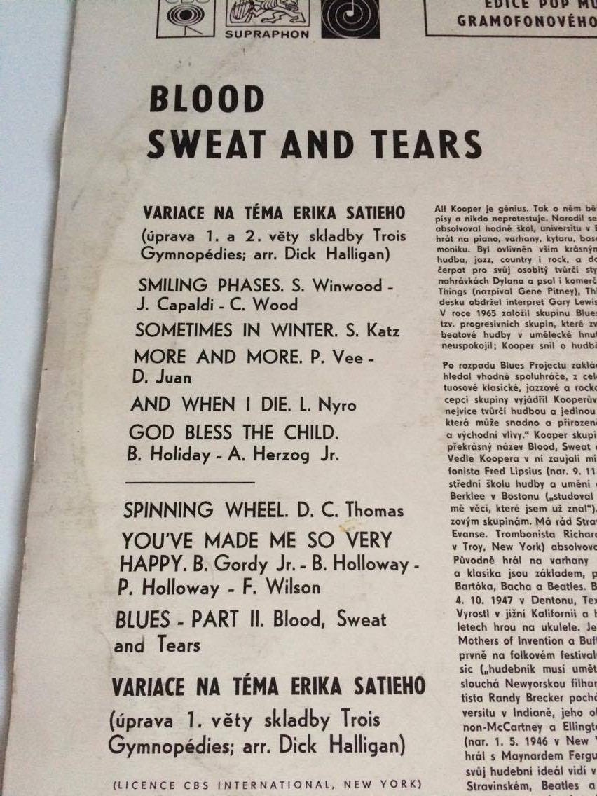 LP BLOOD SWEAT & TEARS