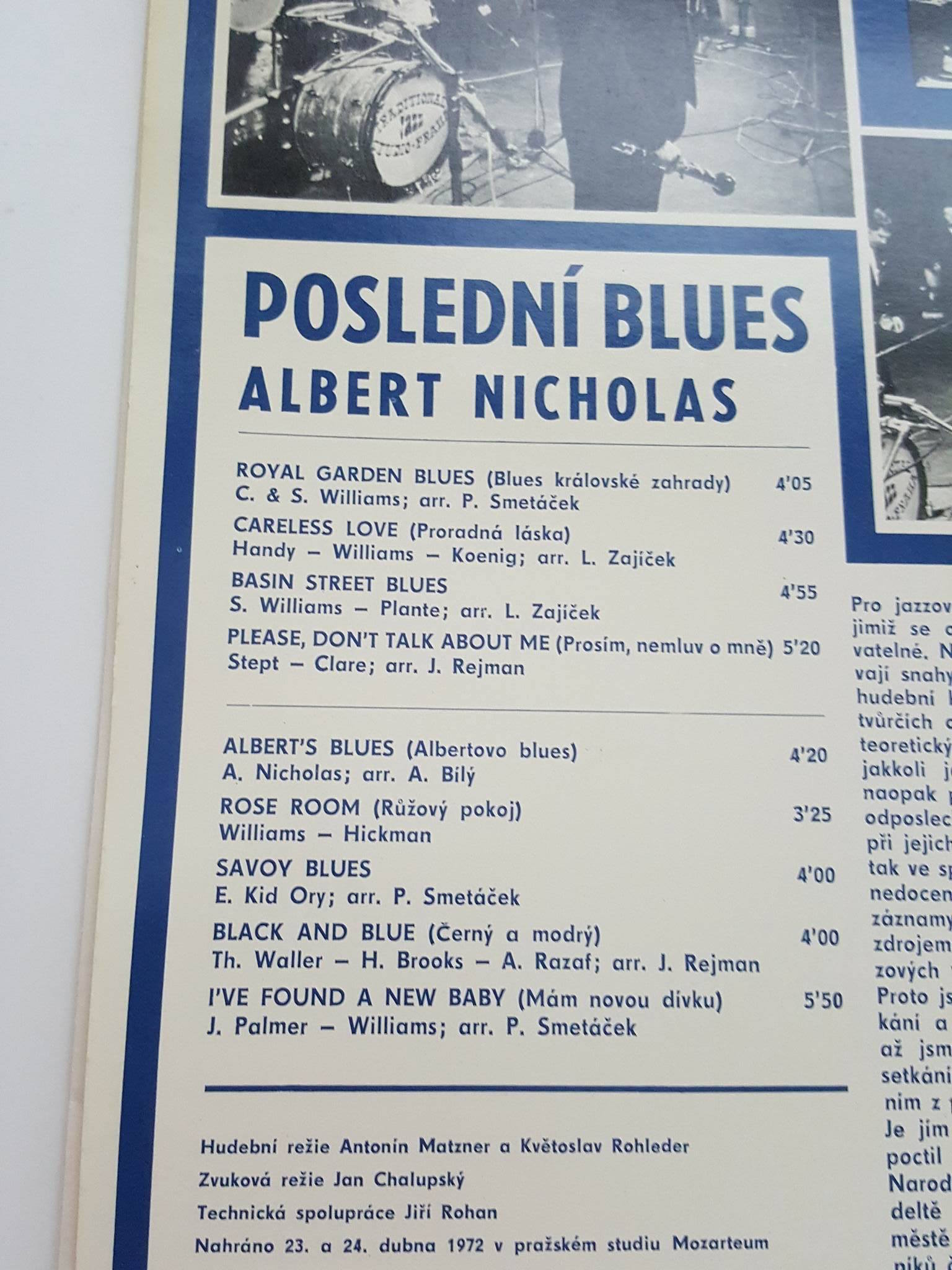 LP ALBERT NICHOLAS : POSLEDNÍ BLUES