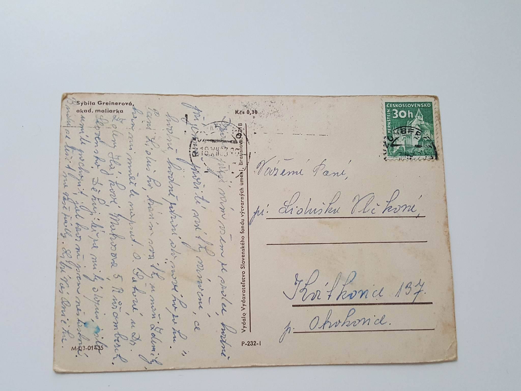 POHLEDNICE SIBYLA GREINEROVÁ