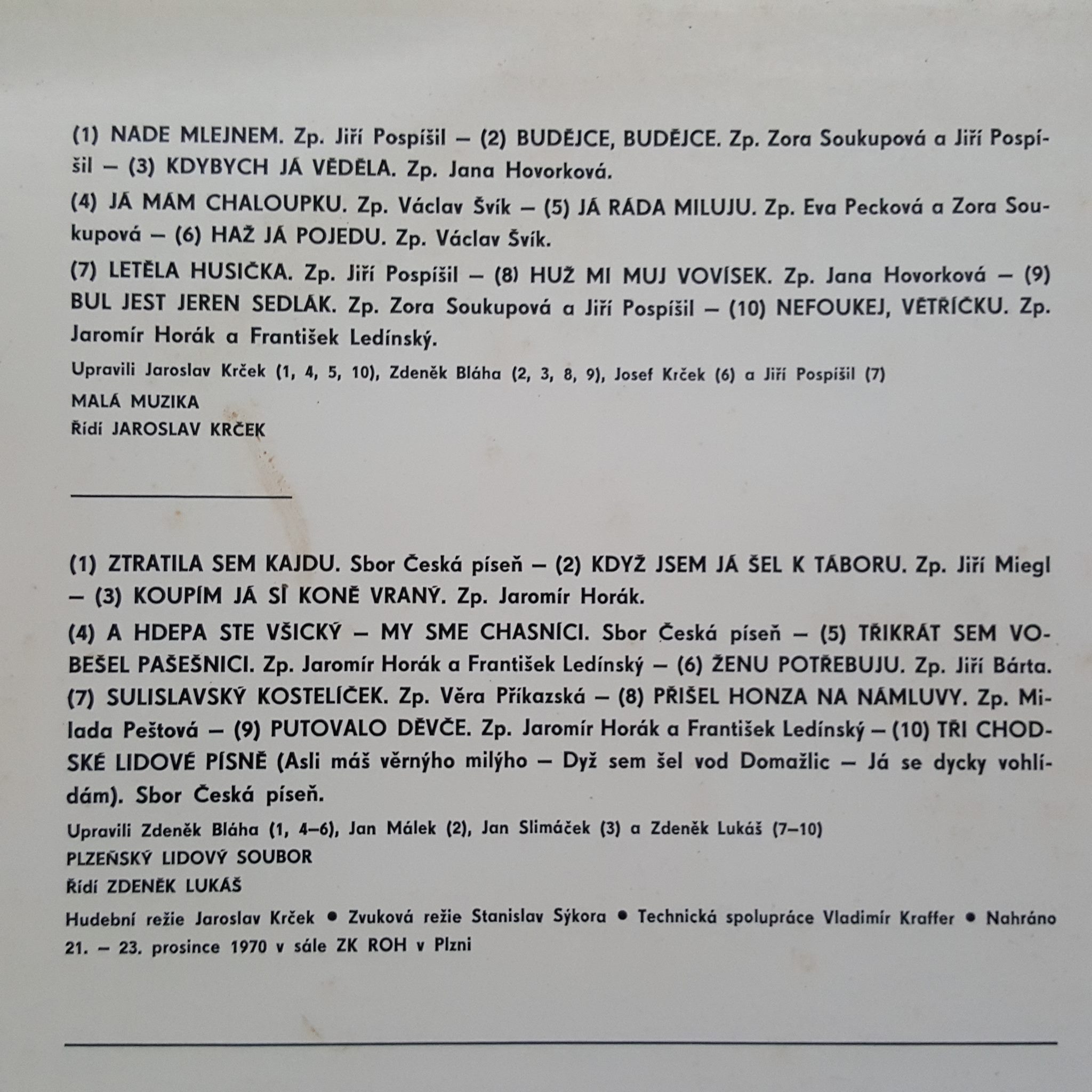 LP HRAJÍ A ZPÍVAJÍ PLZEŇÁCI