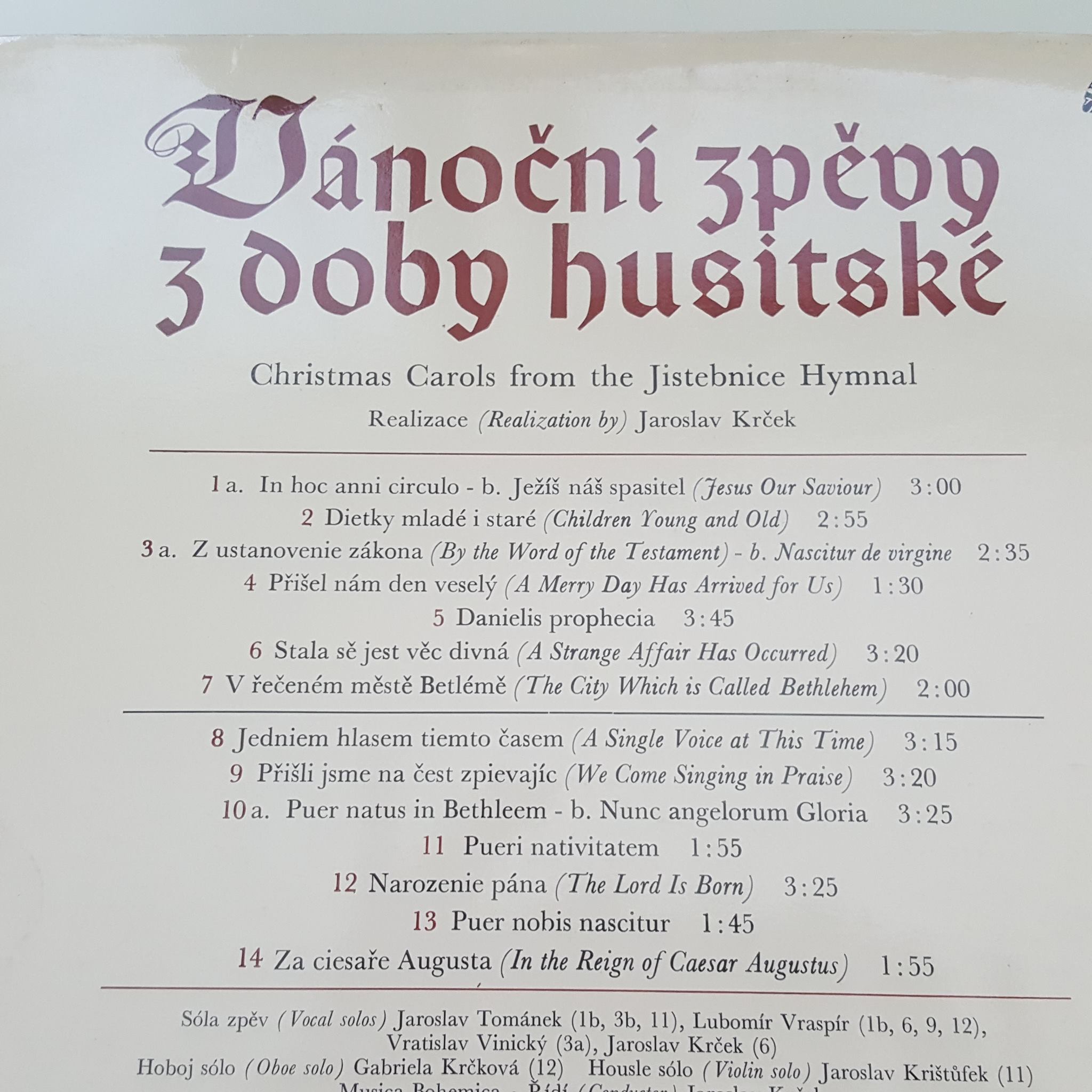 LP VÁNOČNÍ ZPĚVY Z DOBY HUSITSKÉ