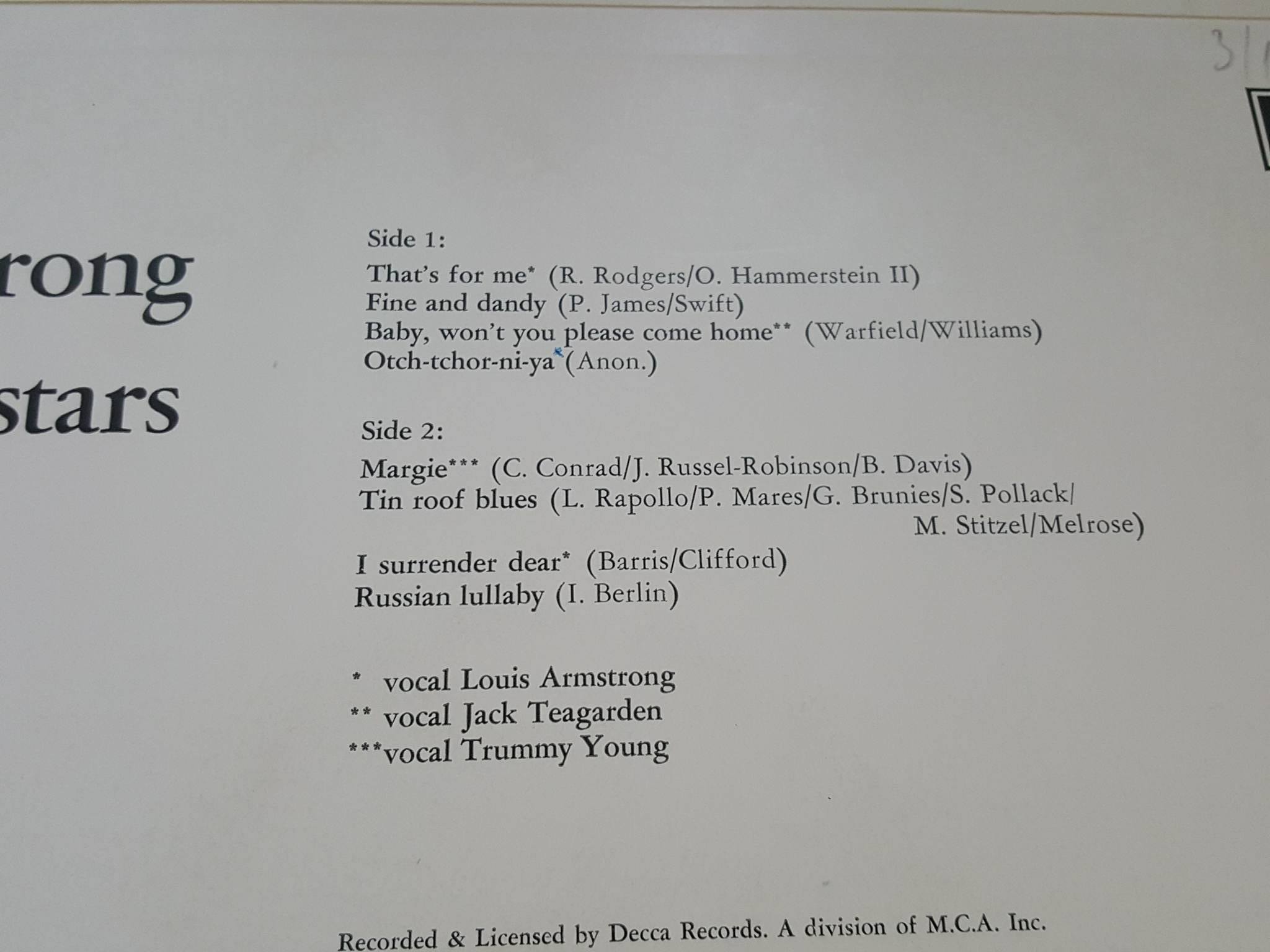 LP SATCHMO ON STAGE LOUIS ARMSTRONG AND THE ALL STARS