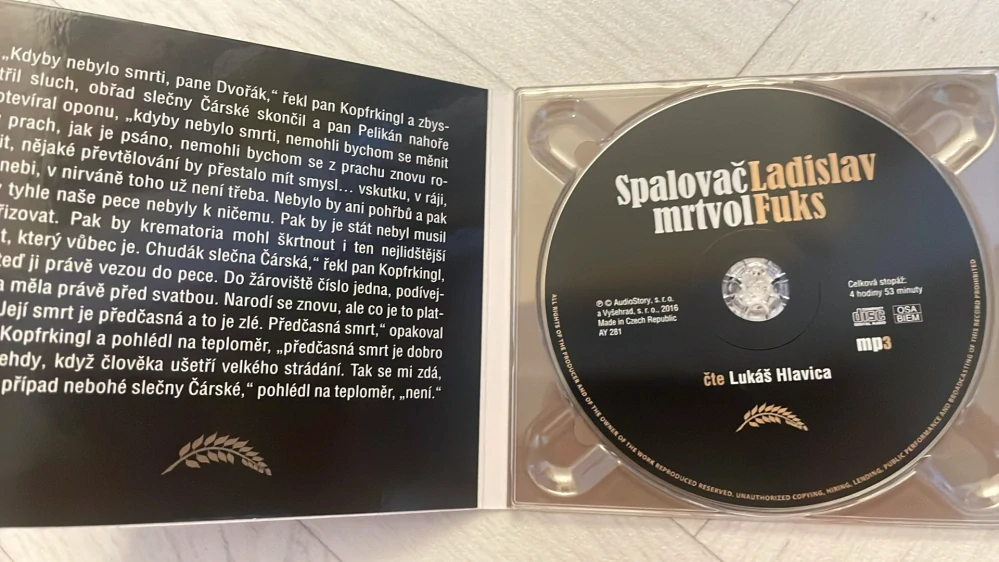AUDIOKNIHA :  LADISLAV FUKS - SPALOVAČ MRTVOL