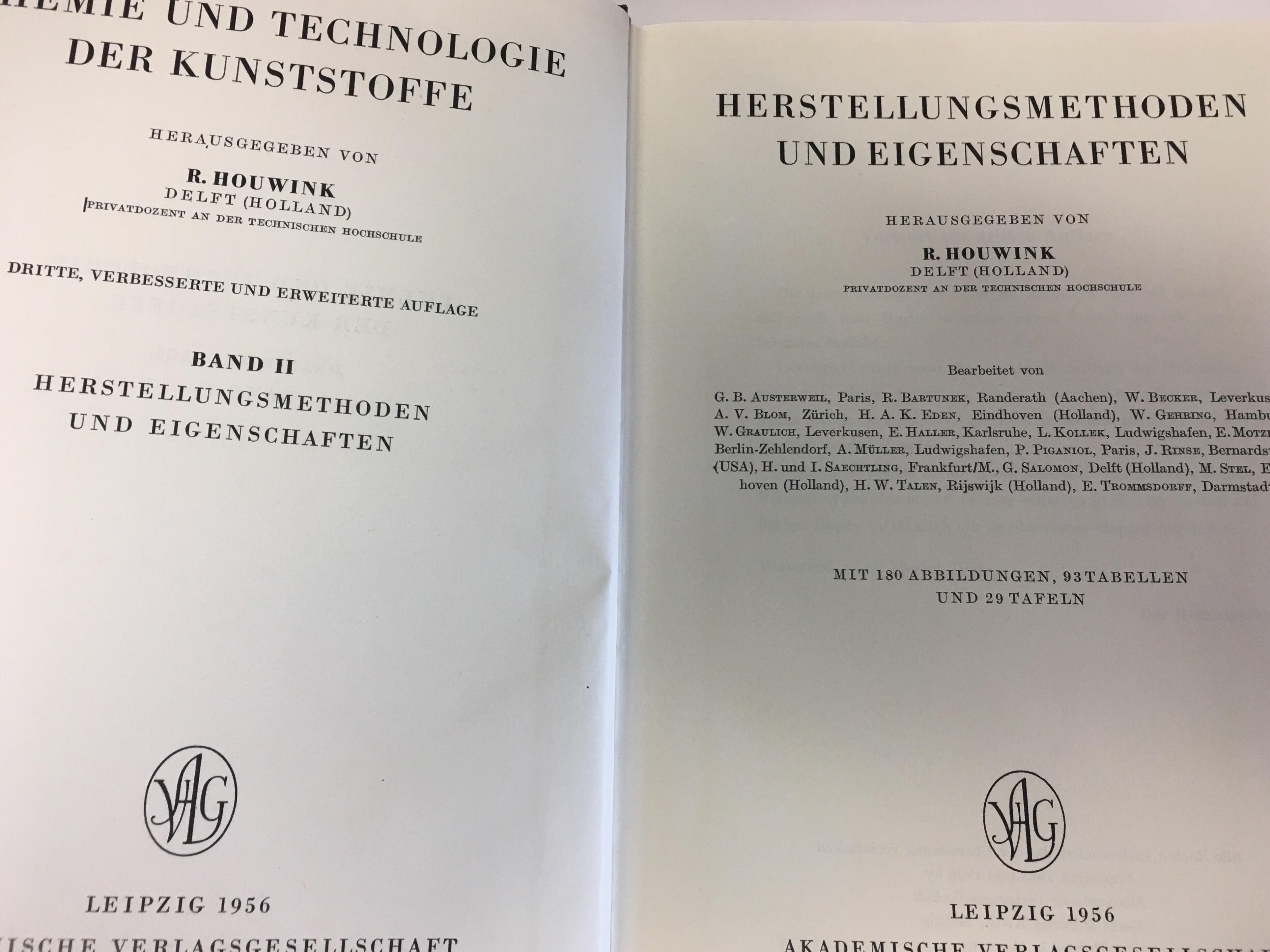 R. HOUWINK - CHEMIE UND TECHNOLOGIE DER KUNSTSTOFFE