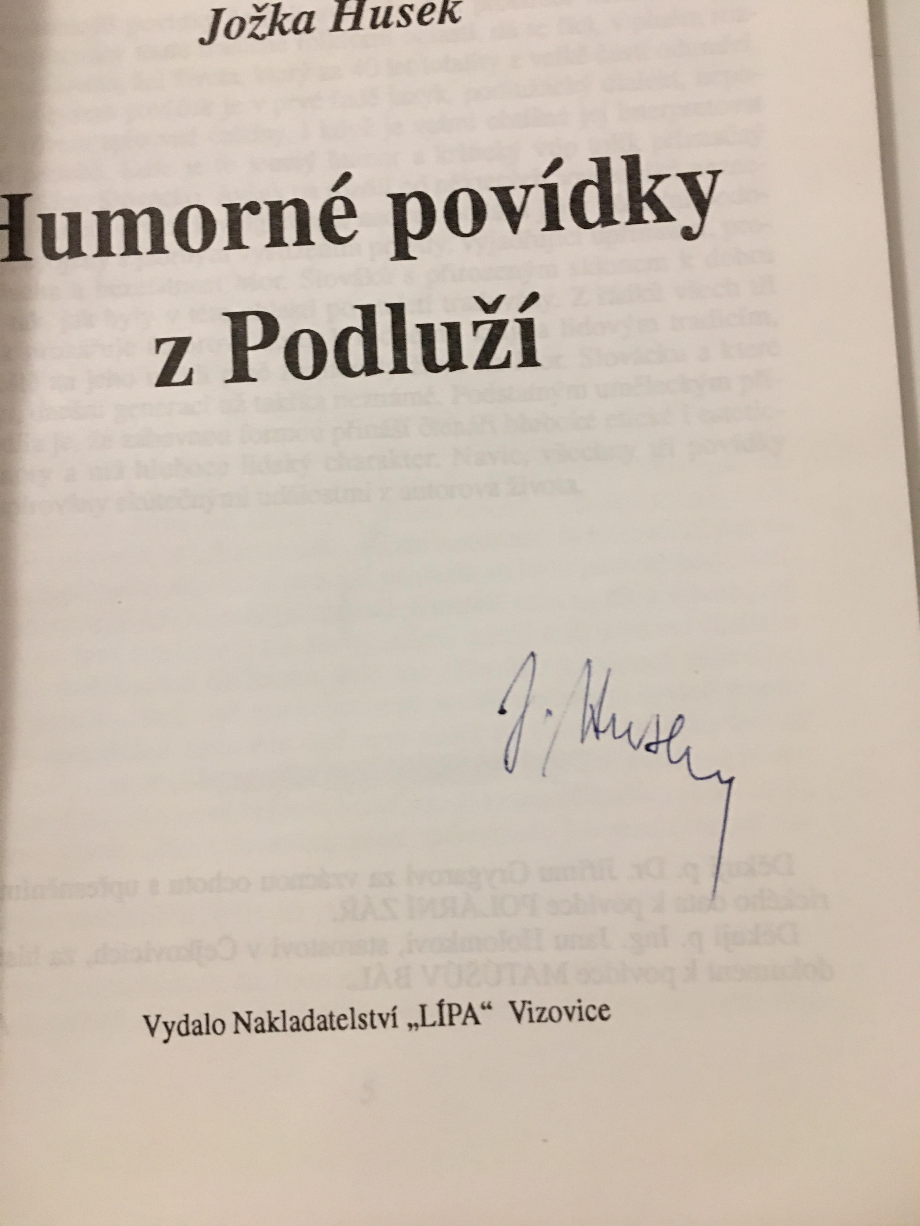 JOŽKA HUSEK - HUMORNÉ POVÍDKY Z PODLUŽÍ