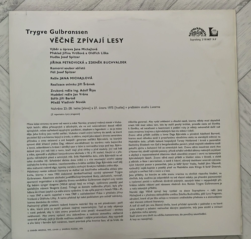 LP TRYGVE GULBRANSSEN - VĚČNĚ ZPÍVAJÍCÍ LESY
