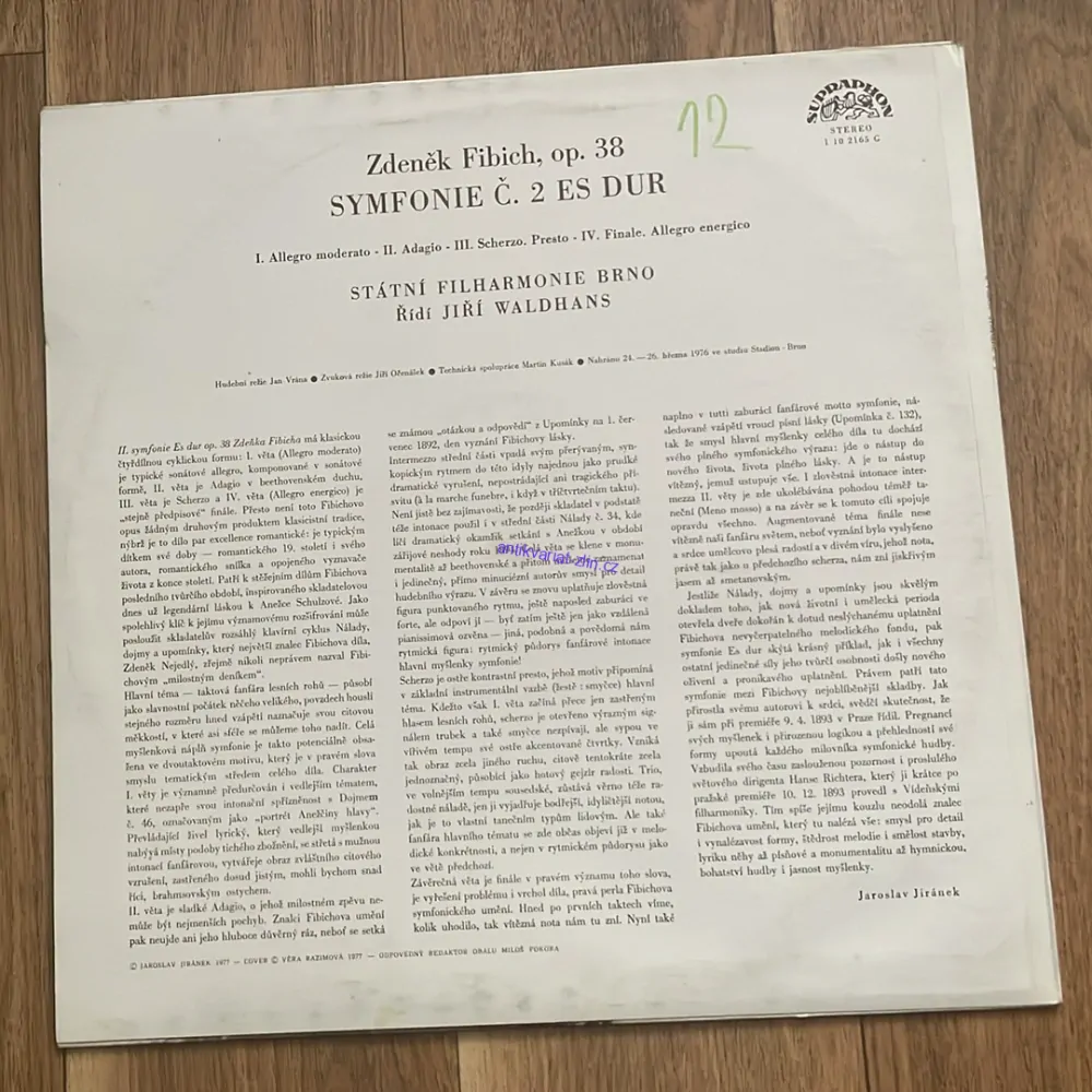 LP ZDENĚK FIBICH : SYMFONIE Č. 2