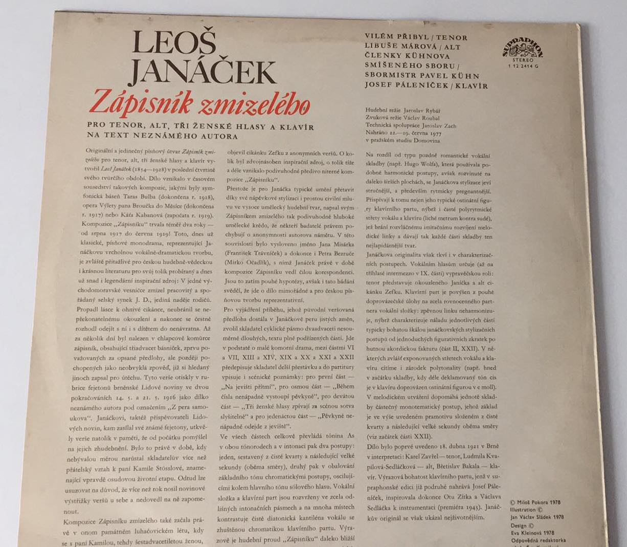 LP Leoš Janáček - Zápisník zmizelého
