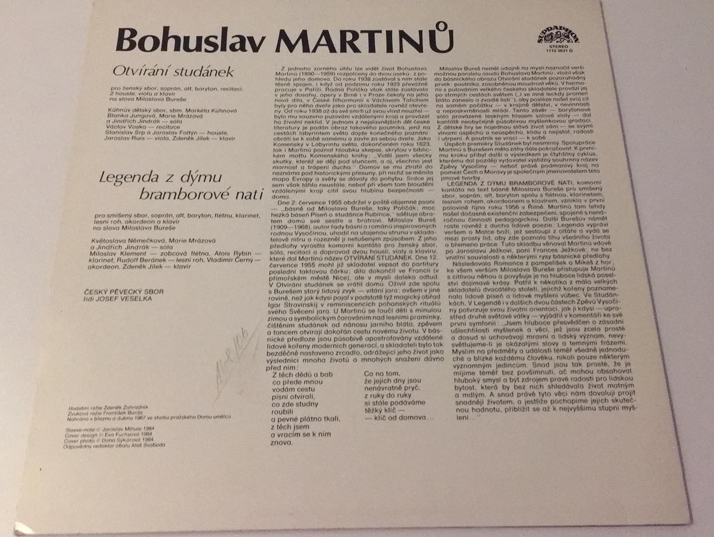 LP BOHUSLAV MARTINŮ OTVÍRÁNÍ STUDÁNEK