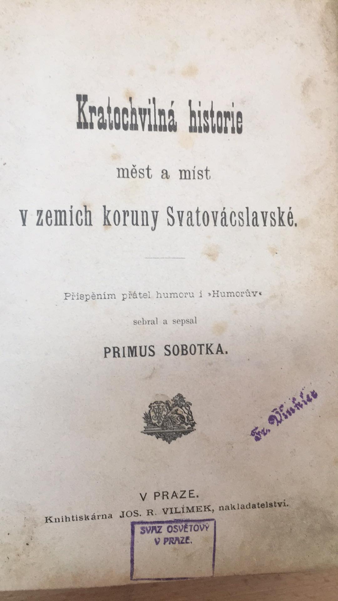 PRIMUS SOBOTKA - KRATOCHVILNÁ HISTORIE