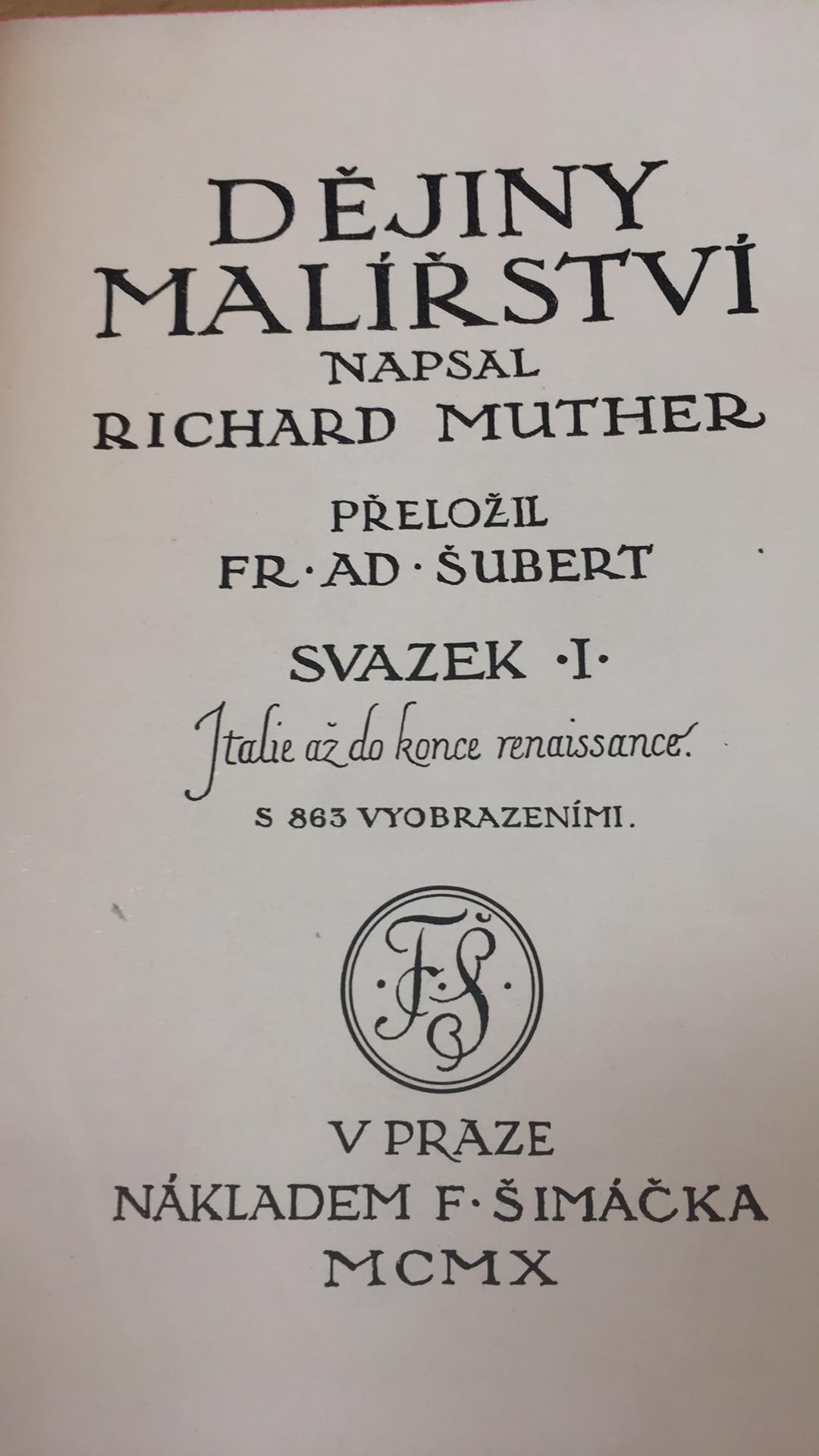RICHARD MUTHER - DĚJINY MALÍŘSTVÍ