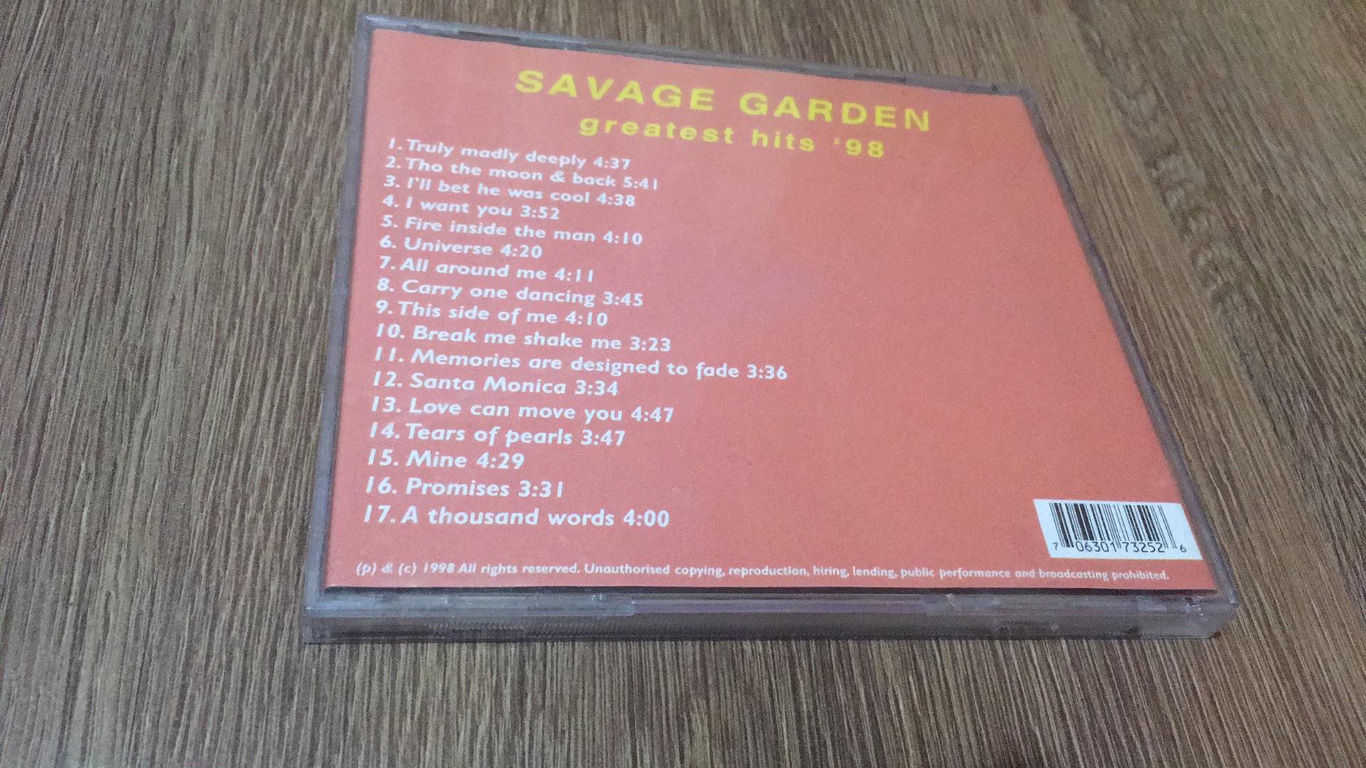 CD SAVAGE GARDEN - GREATEST HITS 98