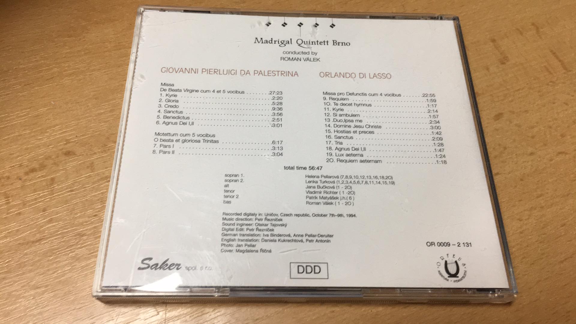 CD MADRIGAL QUINTETT BRNO