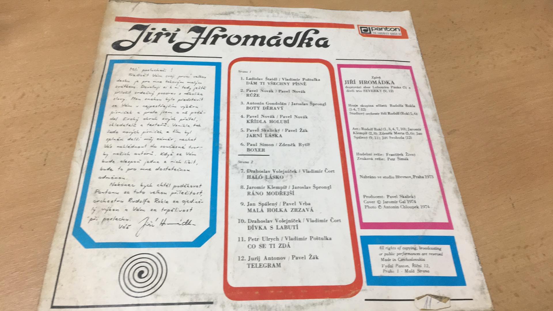 LP JIŘÍ HROMÁDKA - DÁM TI VŠECHNY PÍSNĚ