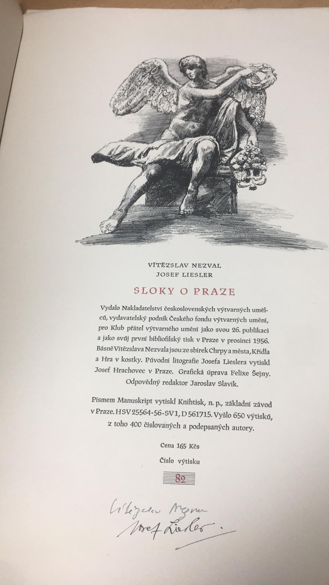 VÍTĚZSLAV NEZVAL, JOSEF LEISLER - SLOKY O PRAZE
