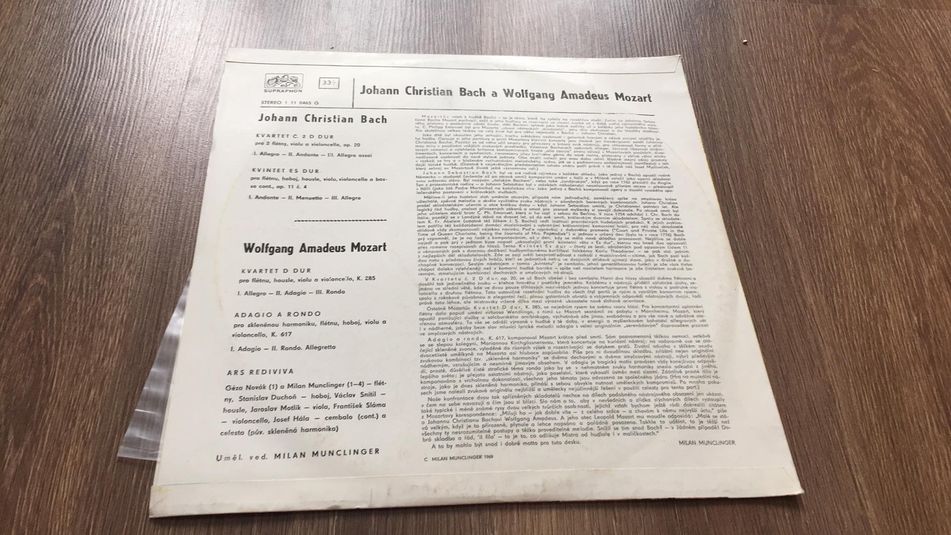 LP KOMORNÍ SKLADBY JOHANNA CHRISTIANA BACHA