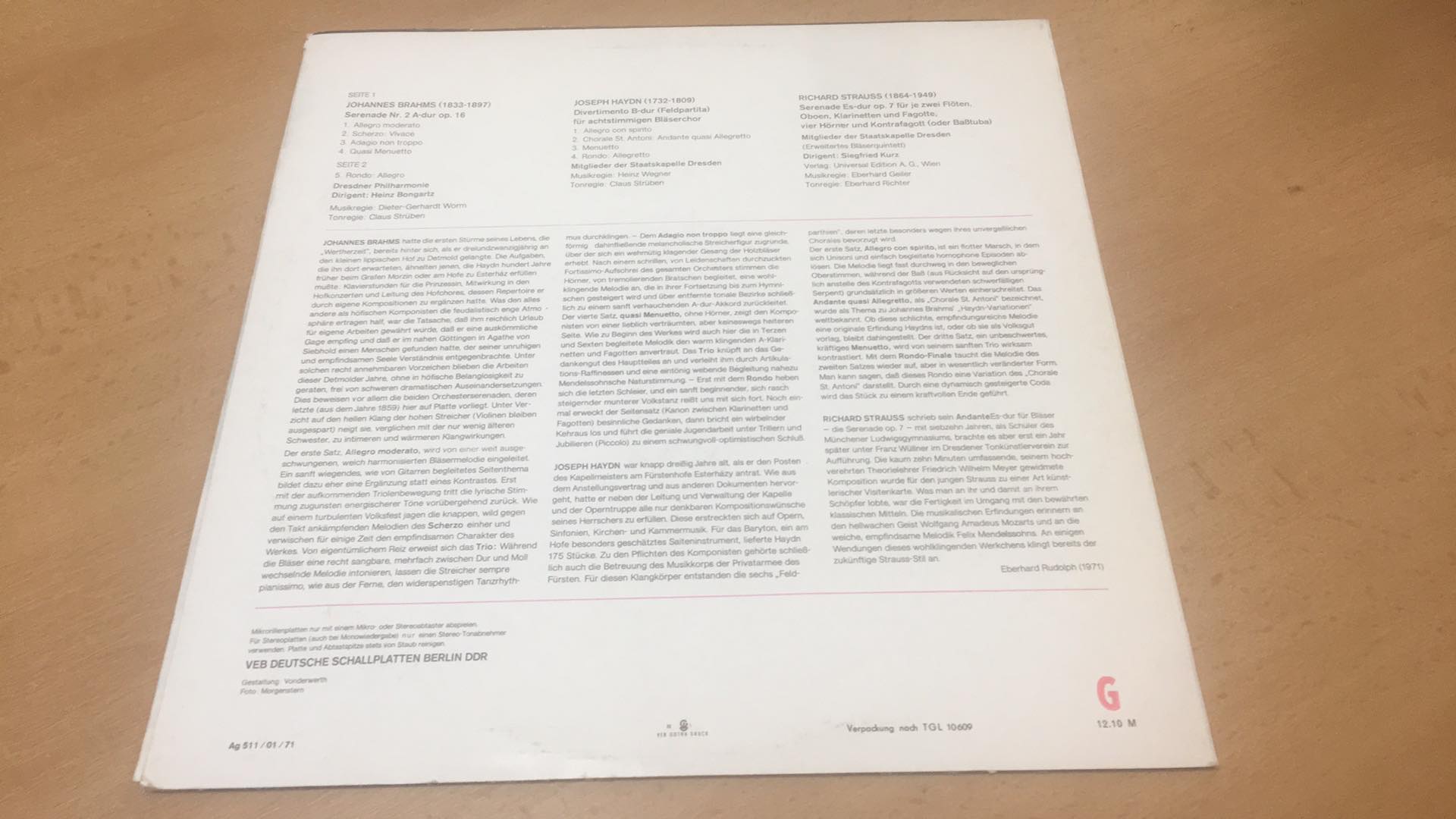 LP STRAUSS - SERENADE ES - DUR OP.7