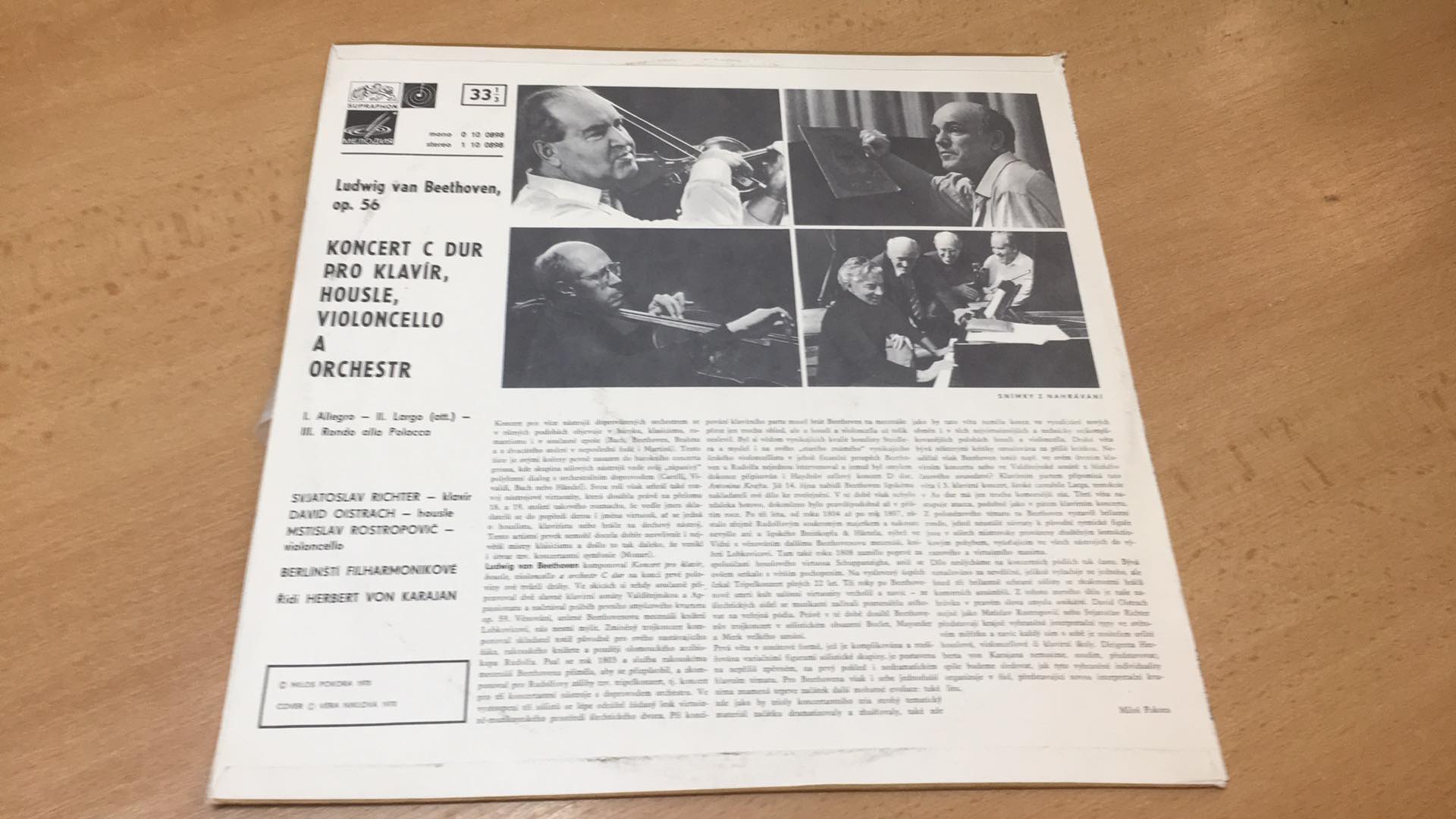 LP LUDWIG VAN BEETHOVEN - KONCERT C DUR PRO KLAVÍR, HOUSLE, VIOLONCELLO A ORCHESTR