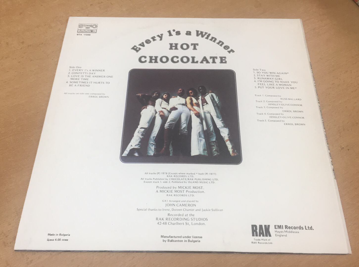LP Hot Chocolate – Every 1's A Winner Label