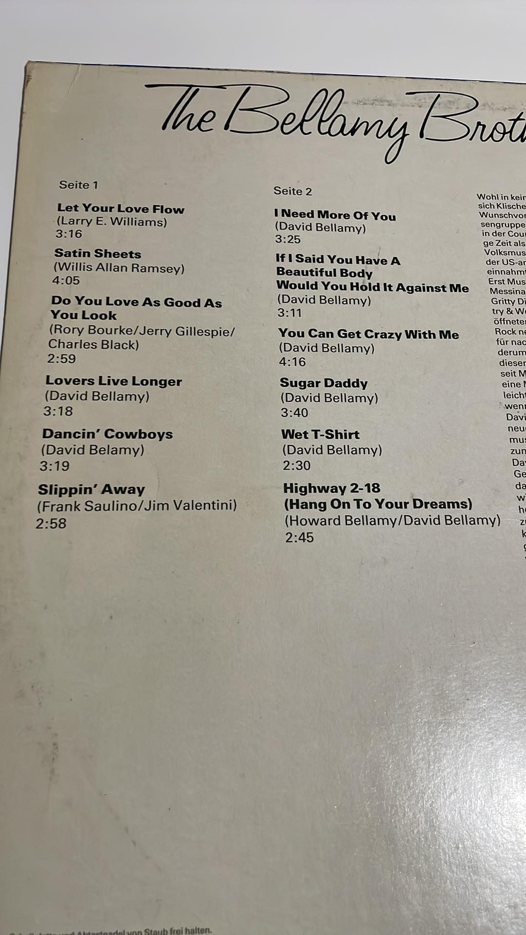 LP THE BELLAMY BROTHERS BEST