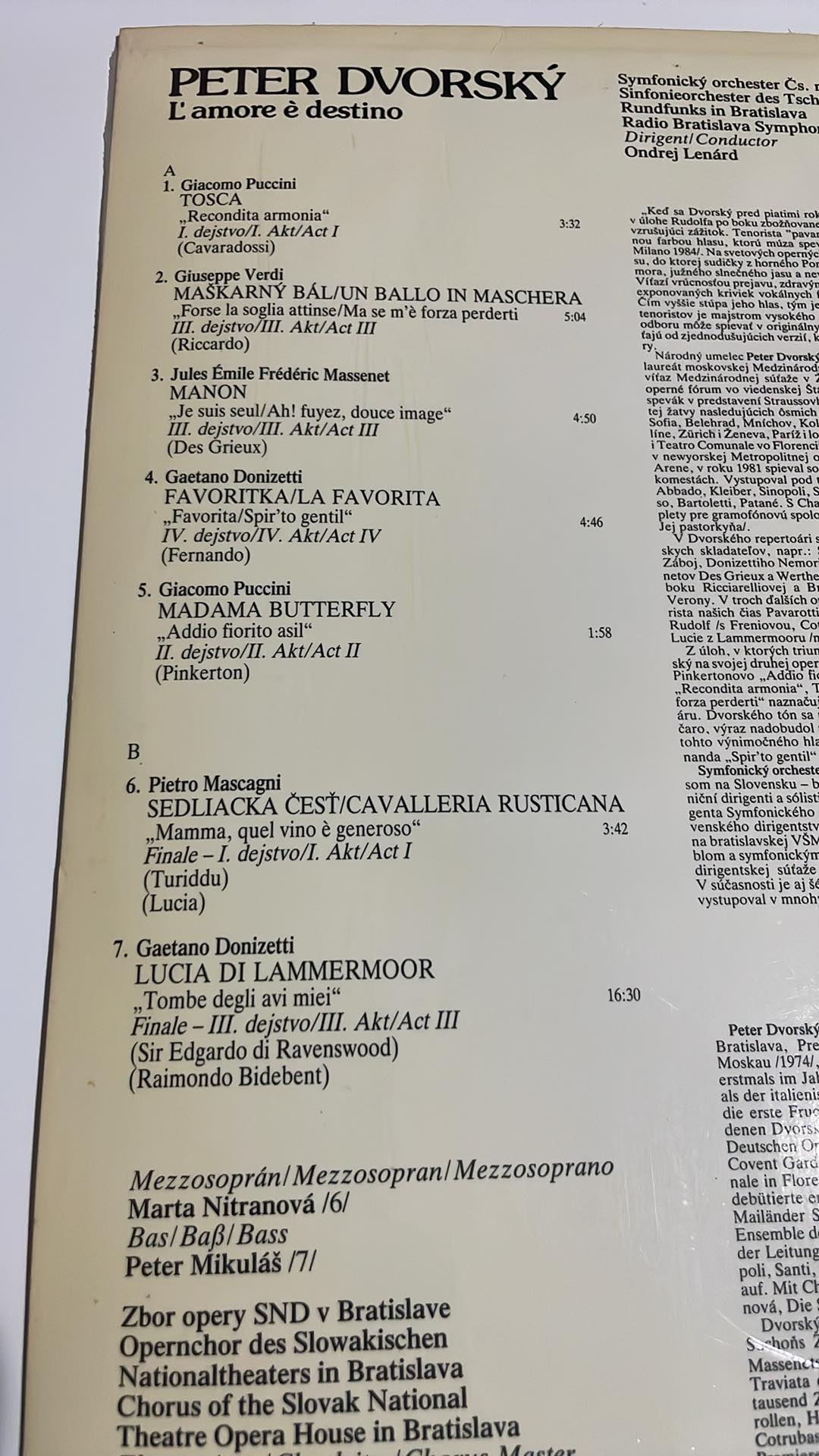 LP Peter Dvorský - L´amore é destino