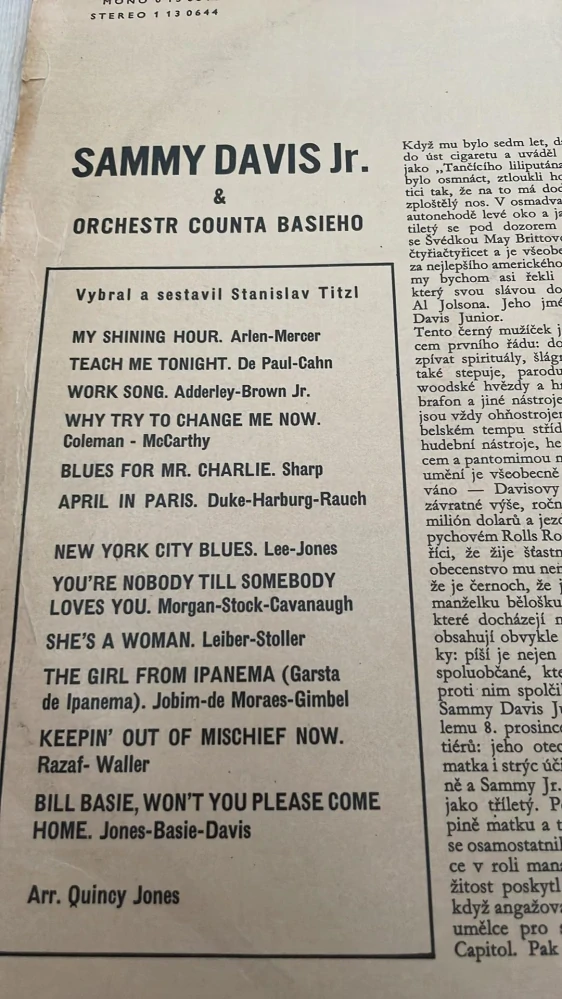 LP SAMMY DAVIS. & COUNT BASIE : OUR SHINING HOUR