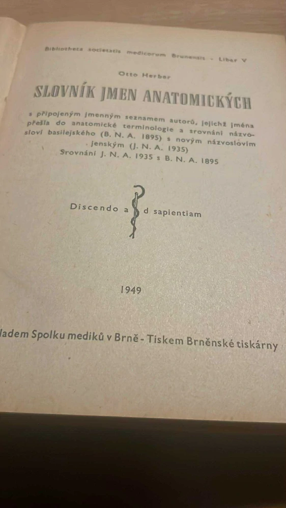 Otto Herber : Slovník jmen anatomických
