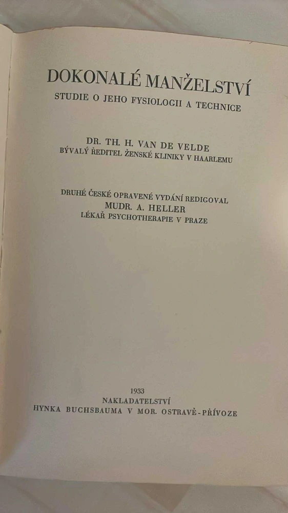 VAN DE VELDE : DOKONALÉ MANŽELSTVÍ