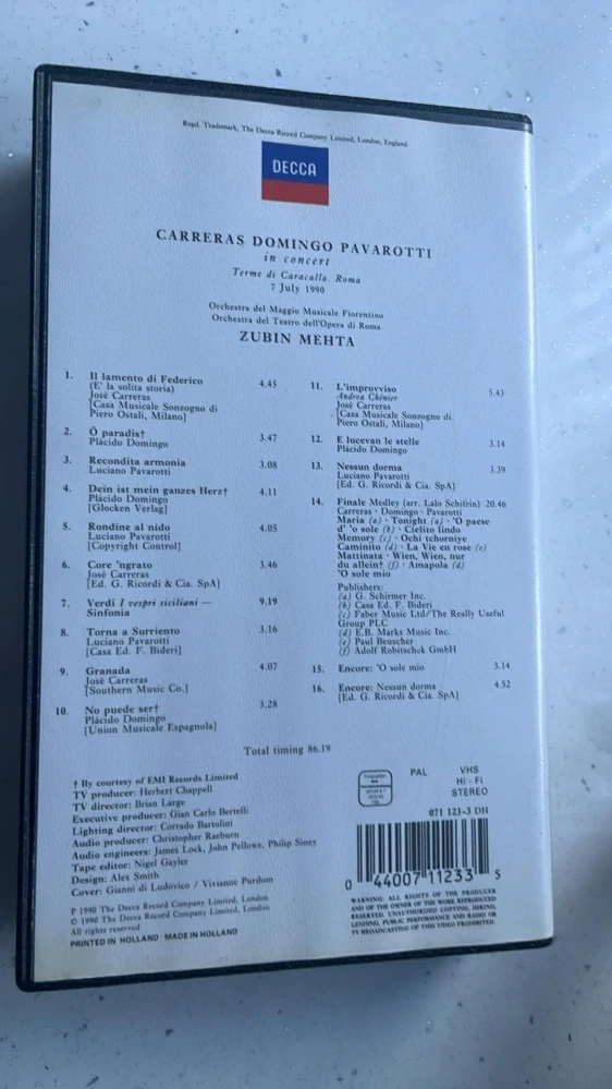 VHS PAVAROTTI - DOMINGO - CARRERAS